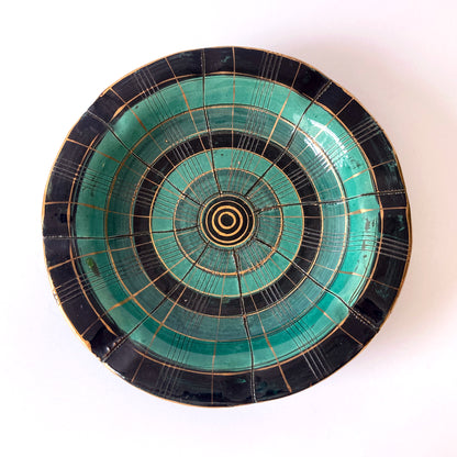 Italian Green and Gold Geometric Vide Poche Midcentury 1960s