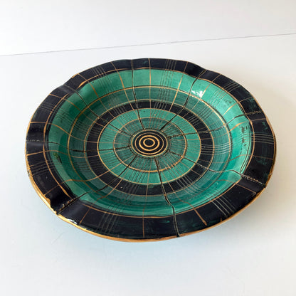 Italian Green and Gold Geometric Vide Poche Midcentury 1960s