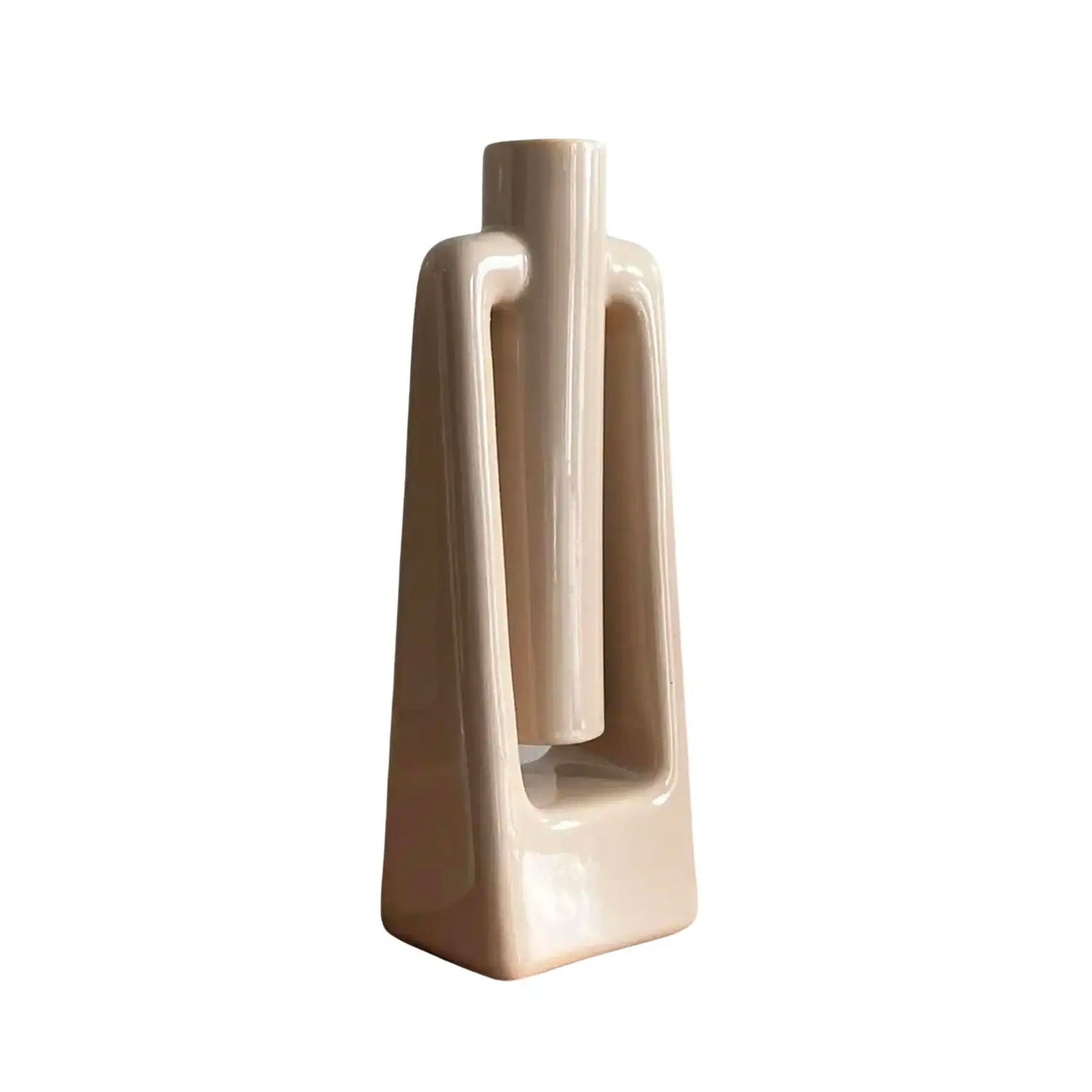 Haeger Beige Ecru Abstract Postmodern Vase