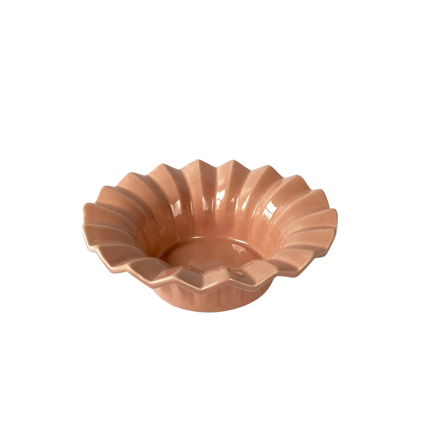 Haeger Blush Peach Pleat Bowl, Postmodern