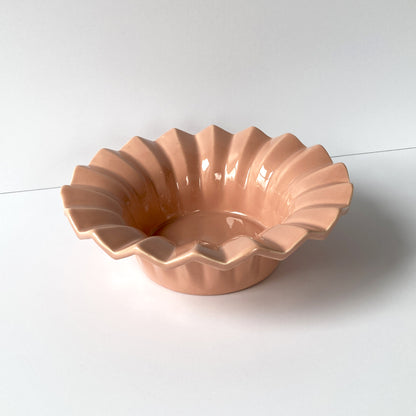 Haeger Blush Peach Pleat Bowl, Postmodern