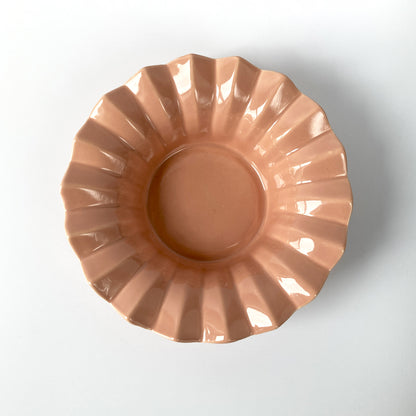 Haeger Blush Peach Pleat Bowl, Postmodern