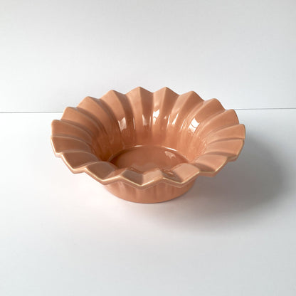 Haeger Blush Peach Pleat Bowl, Postmodern