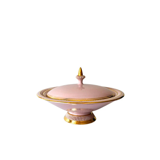 Italian Pink and Gold Lidded Round Box, 1960s