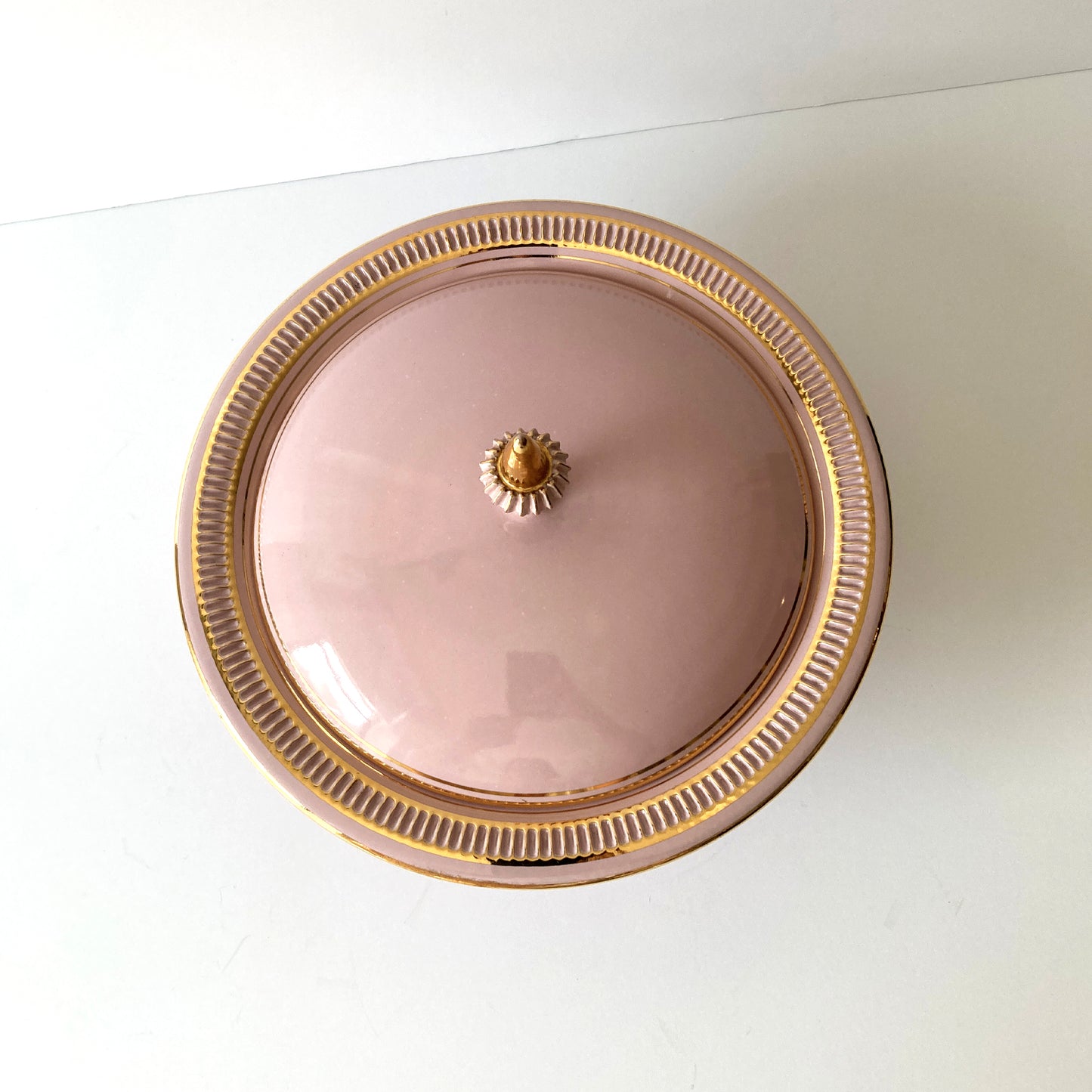 Italian Pink and Gold Lidded Round Box, 1960s