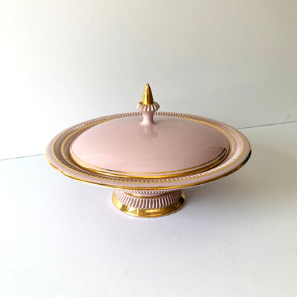 Italian Pink and Gold Lidded Round Box, 1960s