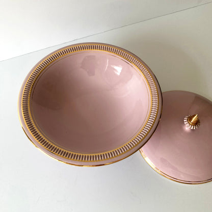 Italian Pink and Gold Lidded Round Box, 1960s