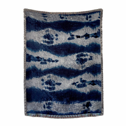 Silver Pleat Abstract Pattern Woven Cotton Throw Blanket, 54 x 72