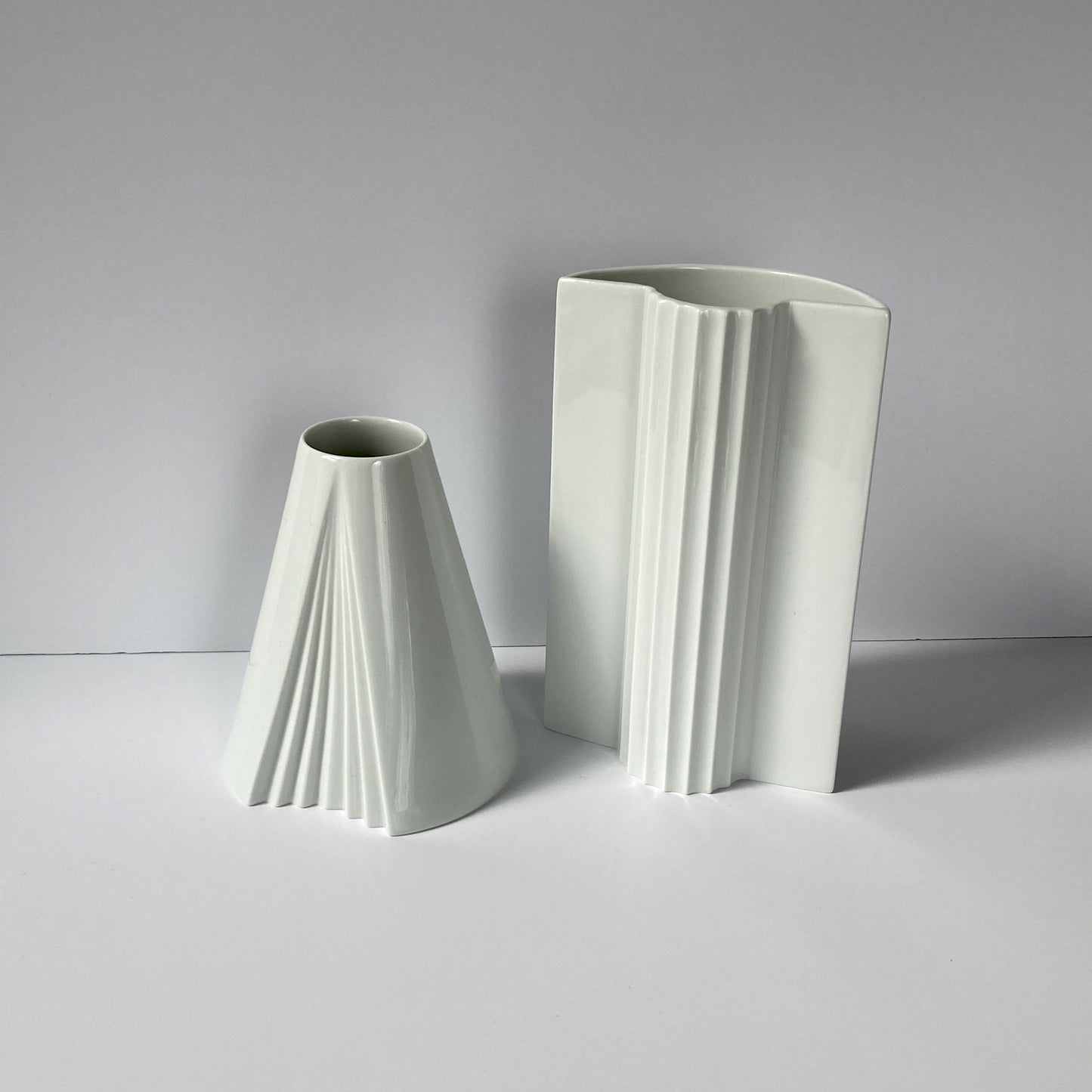 Rosenthal and Thomas White Porcelain Vases, Pair