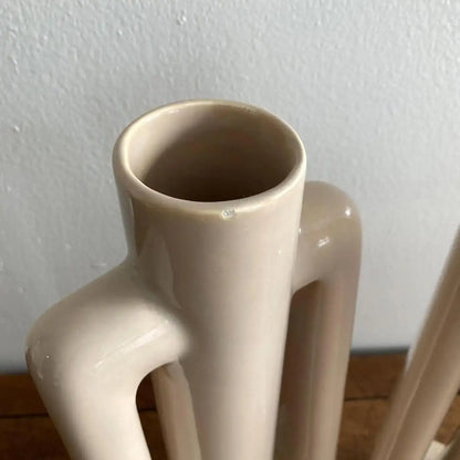 Haeger Beige Ecru Abstract Postmodern Vase